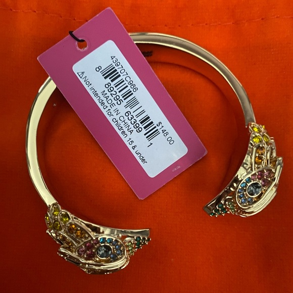 Kurt Geiger London Multicolor Crystal Pavè Eagle Head Gold-tone Hinge Bangle - Picture 4 of 5
